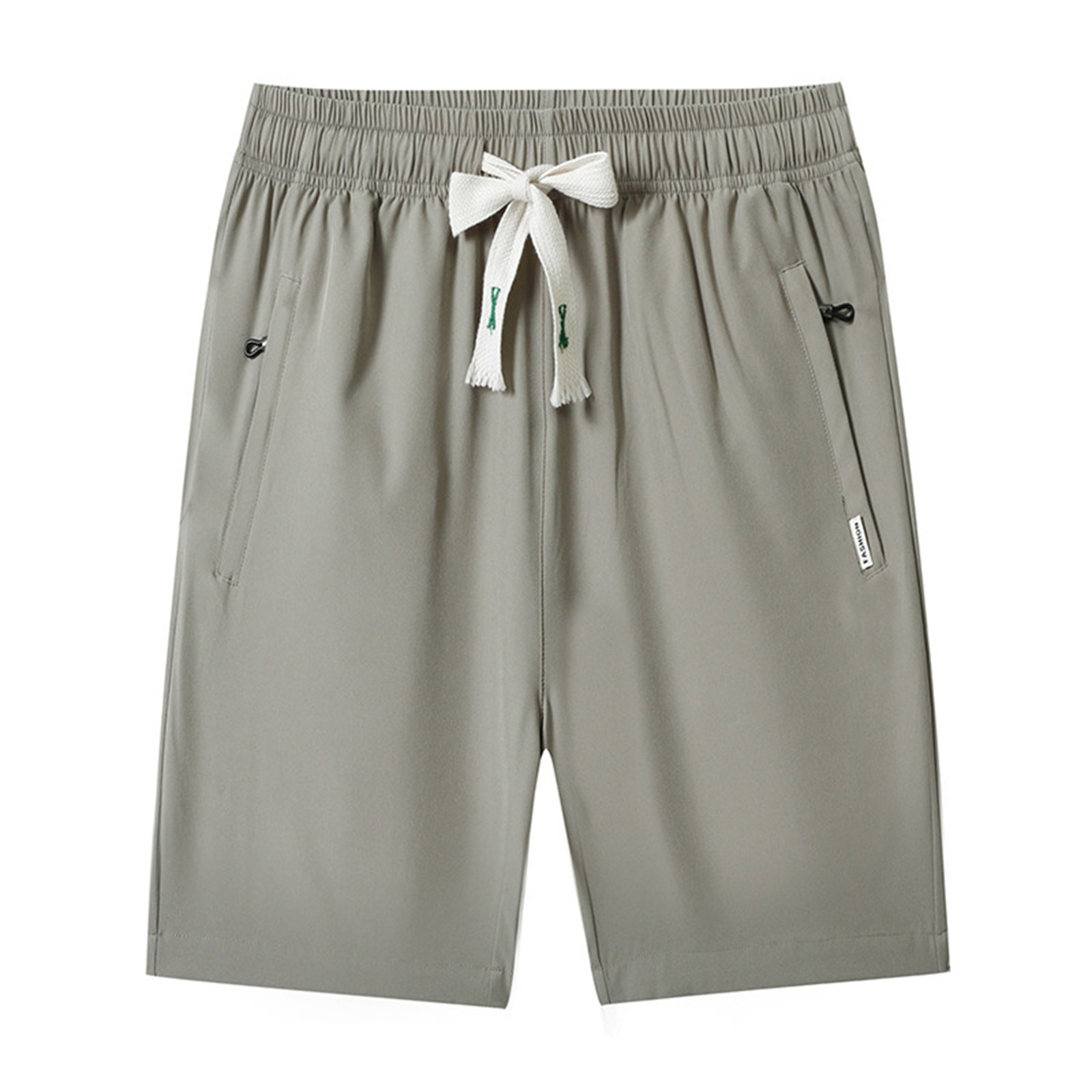 thumbnail image 1 of Pantalones cortos casuales para hombre: corte holgado de verano, cintura elástica, bolsillos con cremallera, transpirables, para uso diario deportivo con camisetas., 1 of 6